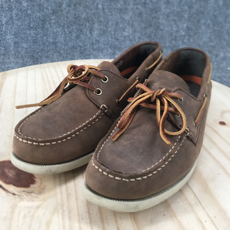 Joseph Abboud Zapatos Para Hombres 10 Informales Barco Cuero Marrón Con Cordones Sin usar, Puntera Baja Foto 3 de 4
