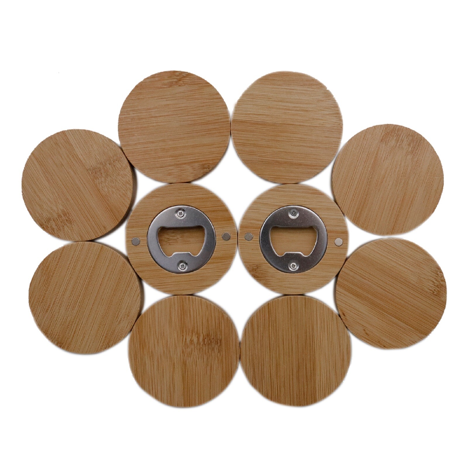 10pcs Blank Round Wood Bottle Openers Fridge Magnet for Refr