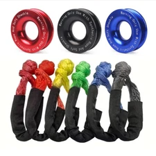 Heavy Duty Recovery Ring Snatch Block Pulley Soft Shackle Tow Winch Rope 41000lb