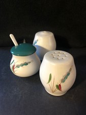 Denby Greenwheat - Salt, Pepper & Mustard Pot/Spoon