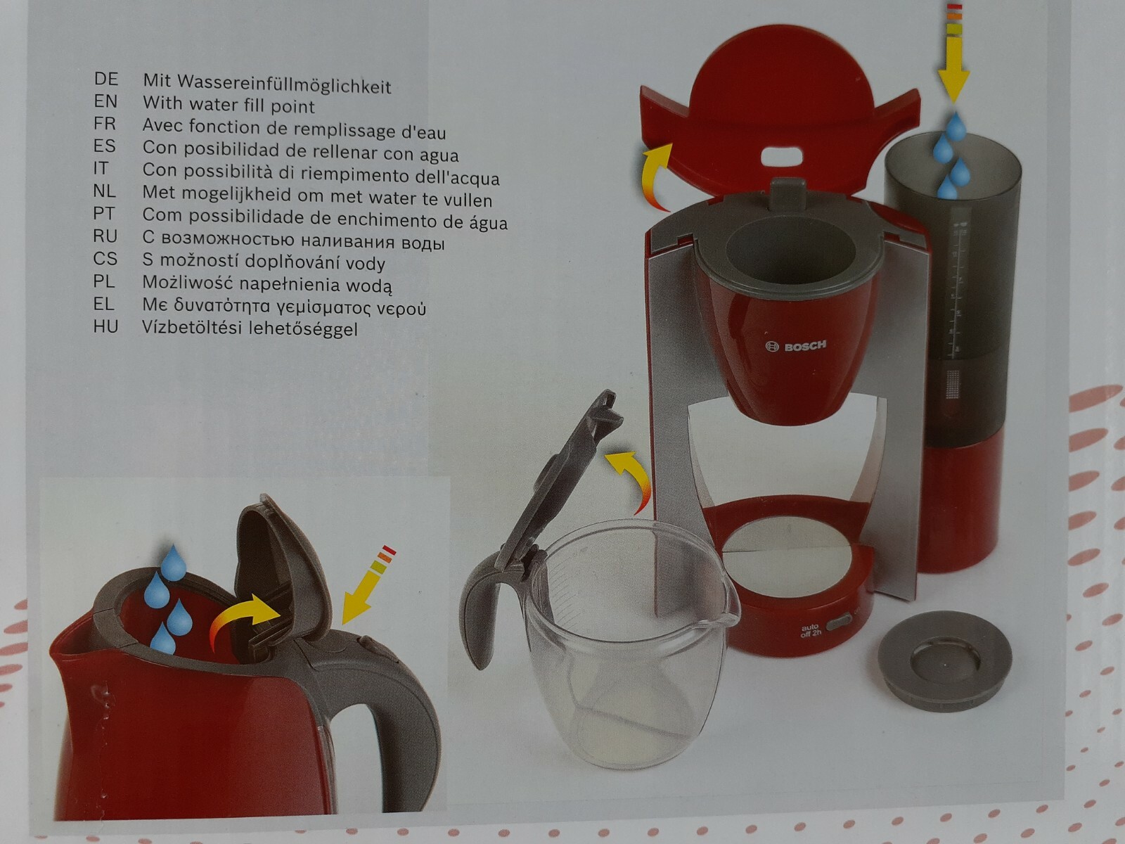 Bosch Breakfast Set Klein Toy Play home Kitchen Red Small Appliances