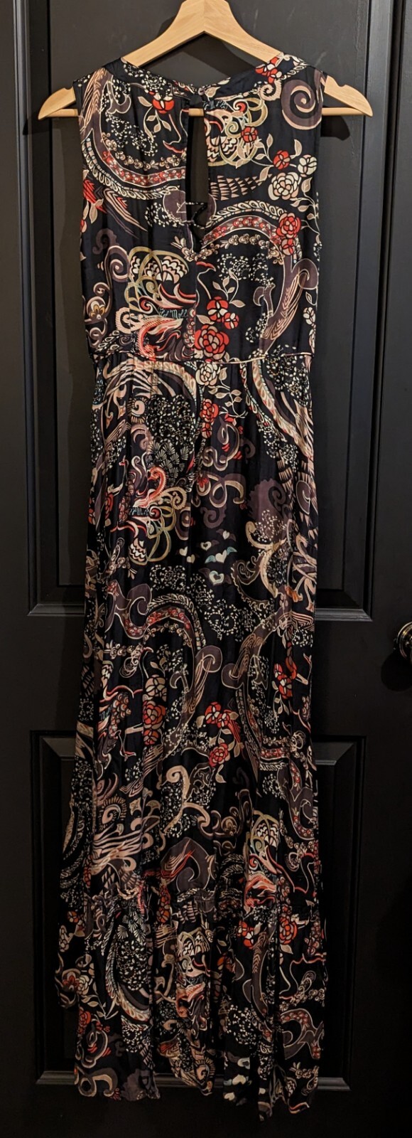 Odd Molly Women's Almost Black Backstage Floral Sleeveless Maxi Dress Size 0