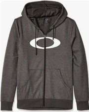 Oakley Mens Ellipse FZ Hoodie Hoody Fleece Jacket Blackout Light Heather Medium