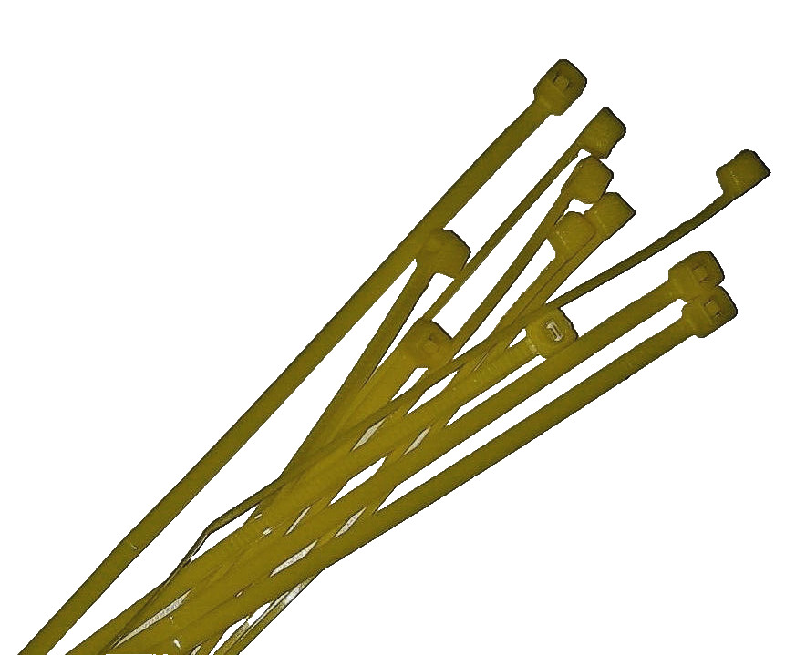 PACK OF 500: YELLOW 100mm x 2.5mm (4"" INCH APPROX) Nylon Cable Ties / Tie Wrap