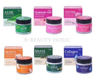 EKEL Moist Ampule Cream 70ml/Collagen,Snail,Aloe,Hyaluronic,Mayu/K-Beauty Holic