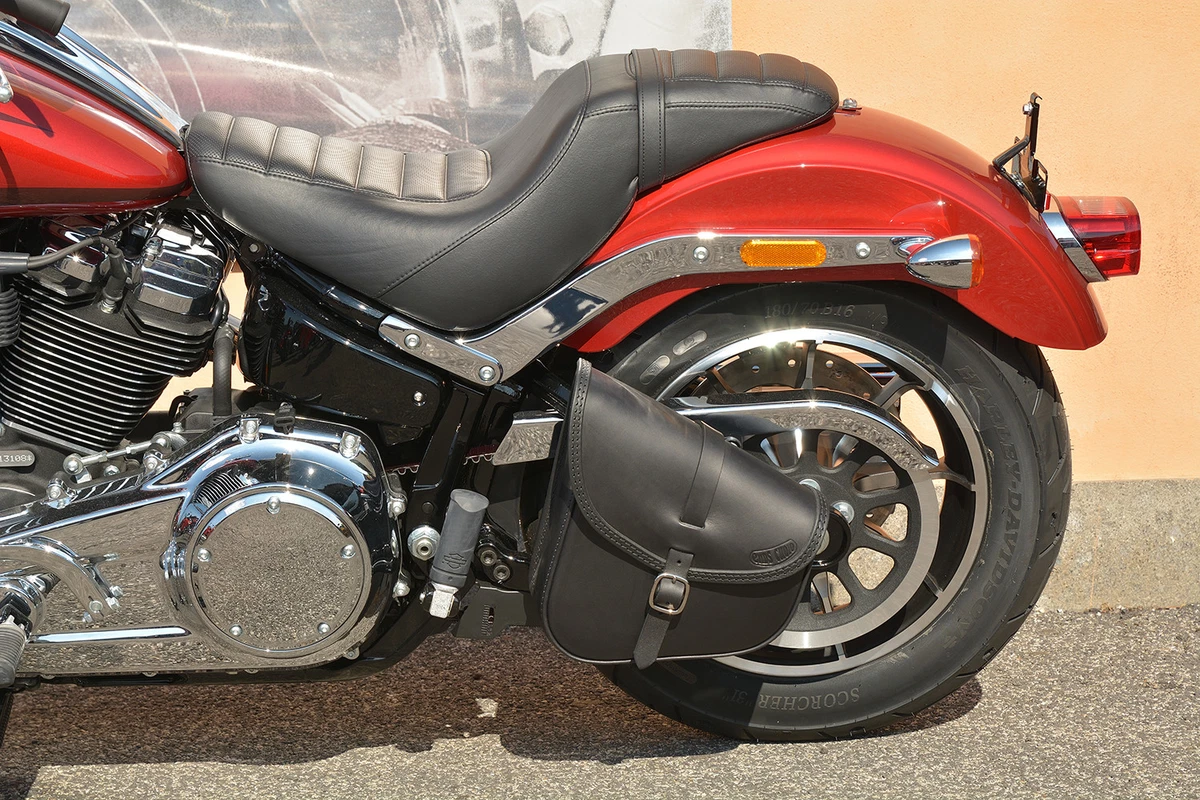 FOR ALL HD SOFTAIL 2018 2023 MODELS LEATHER SWING ARM BAG MADE IN ITALY