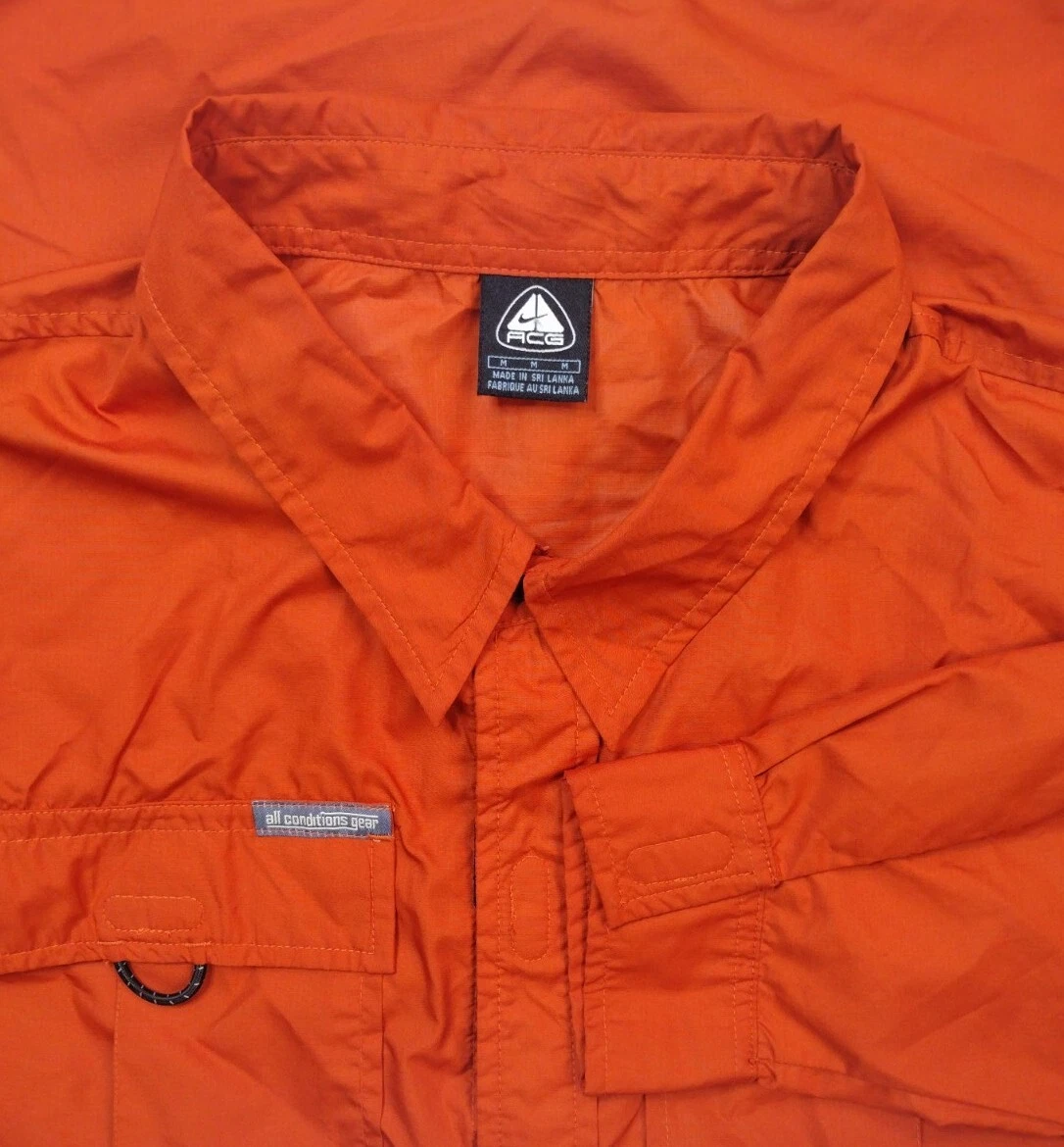 Nike ACG Dri-Fit Removable Sleeves Fishing Hiking Shirt Mens Medium Burnt Orange