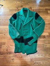 Vintage Hudson Bay Green 3.5 Point Stripe Maine Guide Blanket Long Jacket 1940?