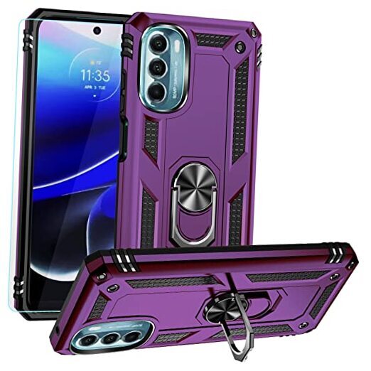 Motorola Moto G 5G (2022) Purple Military Grade Rotating Ring Kickstand Case