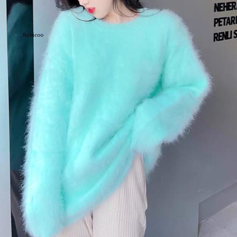 2024 New Winter Womens Fashion Angora Warm Sweater Fluffy