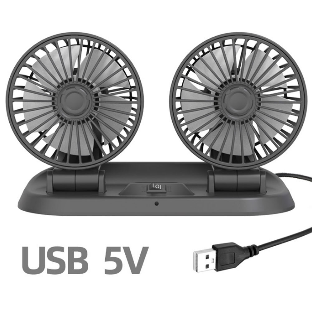 Car Electric Fan Usb Rechargeable Car Air Cooling Dual Head Fan Rotatable-image