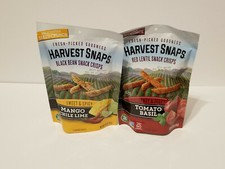 (2) Harvest Snaps Crisps 1 x Mango Chili Lime & 1 x Tomato Basil 3.3 oz ℴ