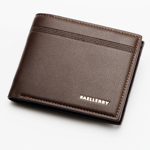 Schmale Herren-Geldbörse aus Leder mit Doppelfaltung Ausweis Kreditkartenetui Brieftasche Clutch - Bild 3 von 12