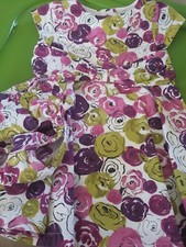 Janie and Jack Girls 6 12 M Spring Green purple Lined Floral Dress 2010 bloomers