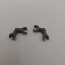 Lego (2) Dark Bluish Gray Arm Skeletons Bent with Clips Horizontal Grip