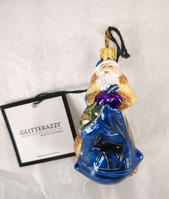 Glitterazzi Joy To The World Mini Santa Wilderness Moose Ornament Poland 3.5''