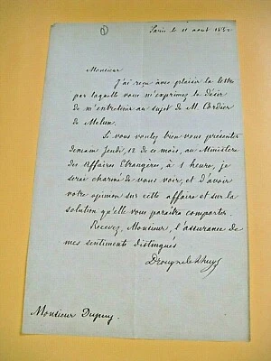 DROUYN DE LHUYS Autographe Signé 1852 DEPUTE MINISTRE SECOND EMPIRE AGRICULTURE - Photo 1/2