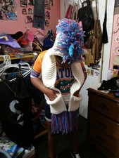 Girls hand made Unicorn scarf ears,horn and colorful mane