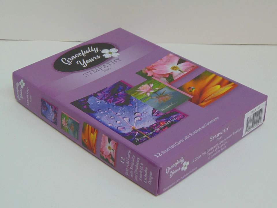 BOX 12 Christian SYMPATHY Greeting Cards, Inspirational Verse & Bible Scripture - Image 2 of 4