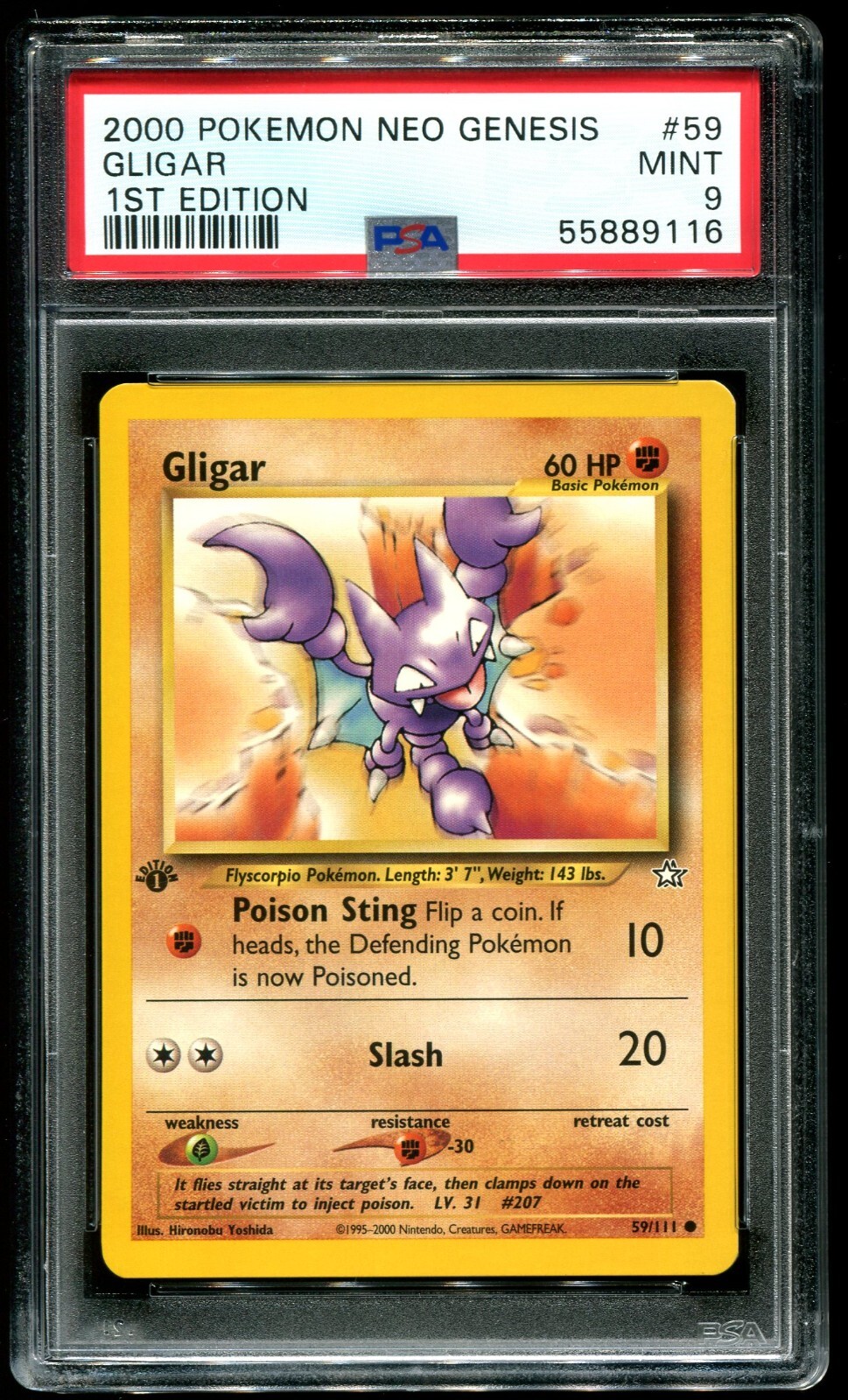 PSA 9 Gligar 1st Edition Neo Genesis 2000 Pokemon Card #59