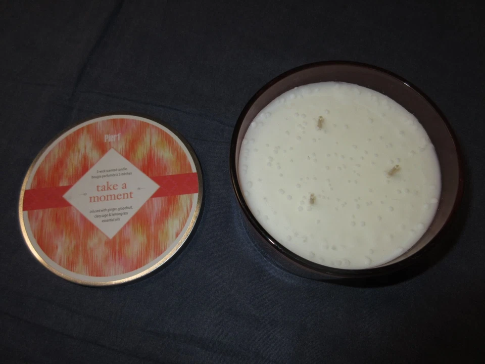 PIER 1 Vela 3 Mechas en Tarro - 13.9 OZ - “Tómate un Momento” - Jengibre/Pomelo/Salvia Foto 3 de 3