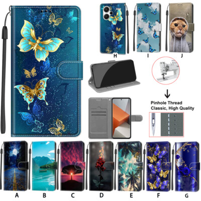 For Redmi Note 13 12R 11 Pro 12C 10 9A Magnetic Leather Flip Card Wallet Case