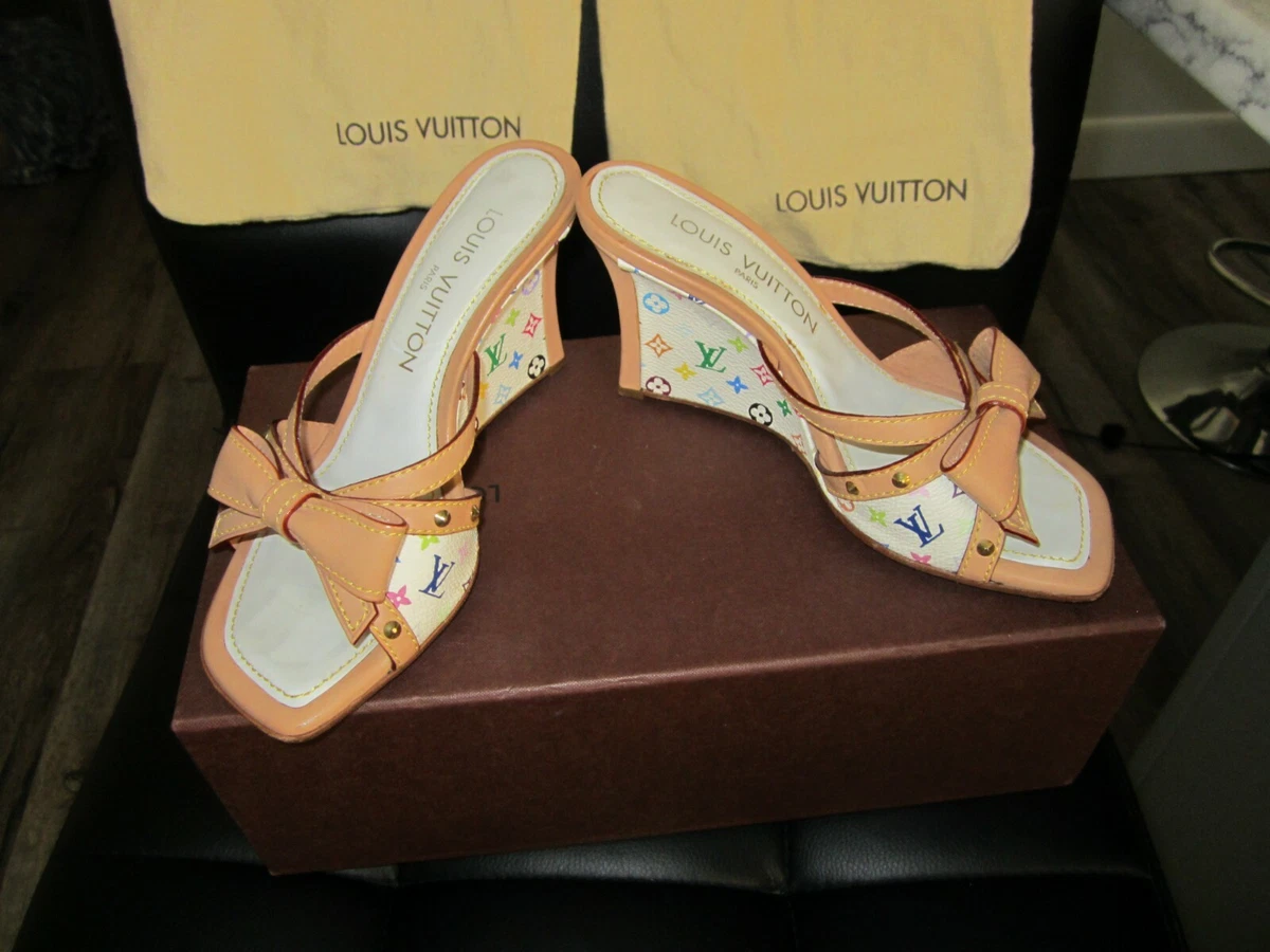 Authentic Louis Vuitton Shoes Women's size 34.5 Multi Color White