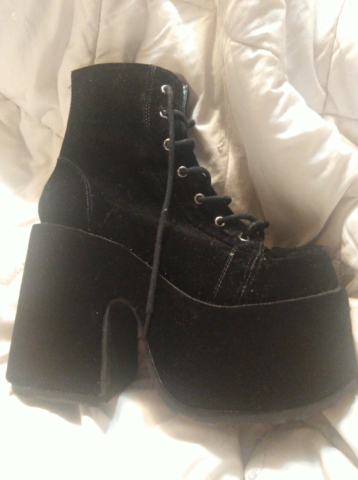 black platform boots suede