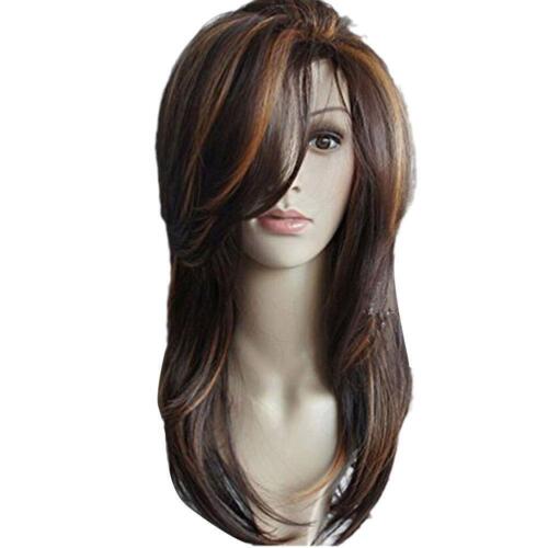 Real Hair! Gorgeous Women's Long Mix Brown Straight Wigs Hair Human 2023 FAST - Picture 3 of 10
