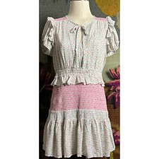 LoveShackFancy Toto Confetti Mini Floral Pink Dress L