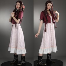 Final Fantasy 7 Aerith Gainsborough FF7 Outfit Jacket Bracelets Cosplay Costume