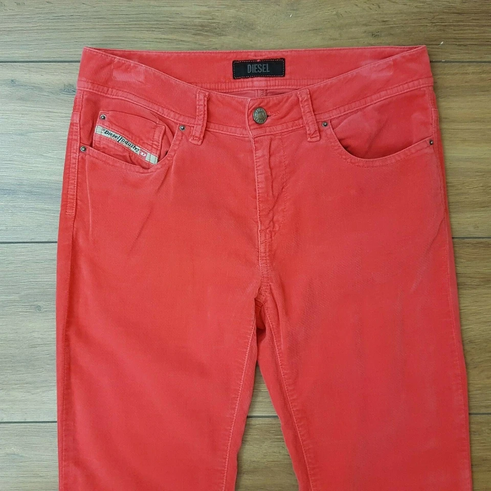 DIESEL P-Malphas-G Womens Jeans UK 10 Red Needlecord Skinny Stretch W29 L31 - Image 3 of 4