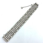Weiss Wide Rhinestone Bracelet with Safety Chain, 7.5" x 1"