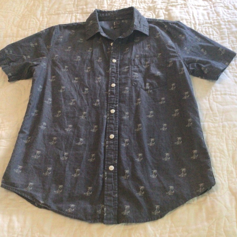 No Retreat Mens Shirt Size Small Button Up Short Sleeve Palm Trees