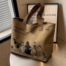 Women's Canvas Tote Bag Fashionable Spacious Durable Shoulder Bag with Zipper
