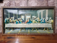 Arte enmarcado en 3D de colección La Última Cena 15x8 Leonardo Da Vinci cuadro levantado oxidado