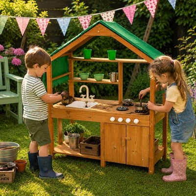 Neo Holz Outdoor Matsch Küche für Kinder Arbeitsspüle Spiel Herd