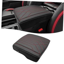 Center Console Armrest Cover for 2019-2026 Dodge Ram 1500 Black-Red Stitch