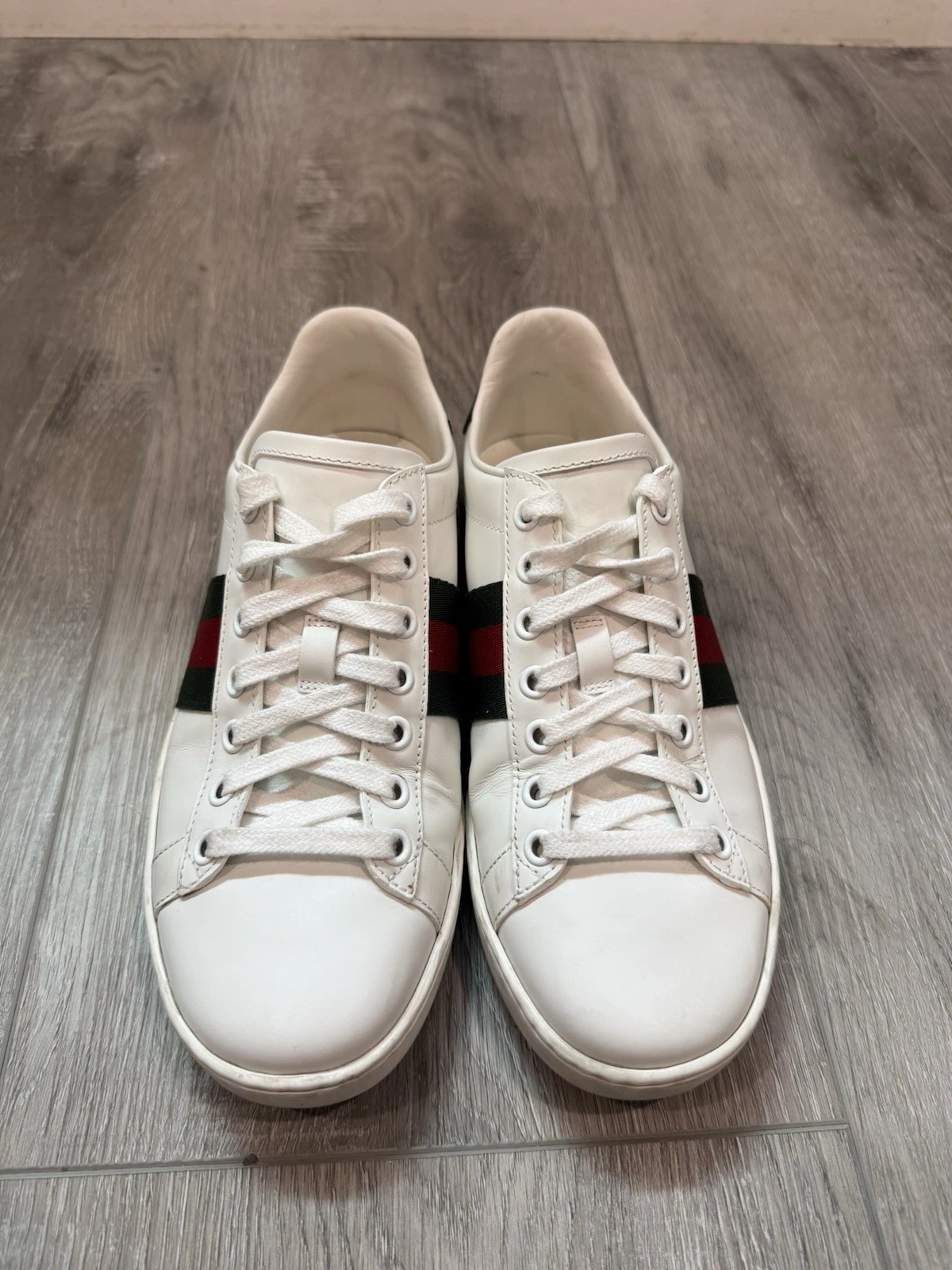 Gucci Ace Sneakers Size 35.5 White Leather Shoes Low Top 386750 Designer