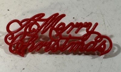 Vintage Cake Decoration Plastic Words  A Merry Christmas'' Red Letters