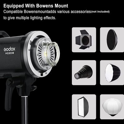 Godox MS300-V Upgraded Studio Flash Light 300Ws Strobe Light GN58 0.1-1.8S