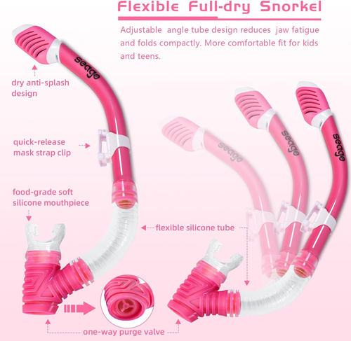 Kids Snorkel Set Dry Top Mask Snorkeling Gear for Boys Girls Youth, No Leak Anti - Picture 6 of 7