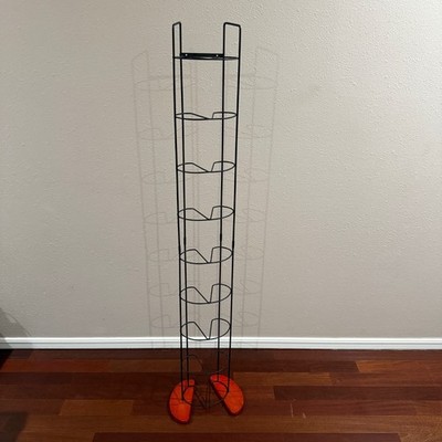 59'' Tall Black Wire & Wood Base DVD Storage Tower Rack - 2 Piece Rack
