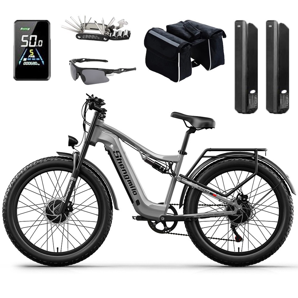 26" Electric Bike Dual Motor 2000W Ebike 48V 17.5AH E Mounta