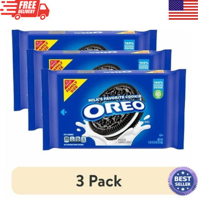 OREO Chocolate Sandwich Cookies Family Size 18.12 oz 3 Pack Bulk Fresh