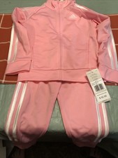 Adidas Kids Track Suit Set Light Pink And White Size 4