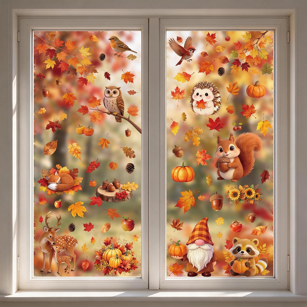 Moxled 10 BläTter Fensterbilder Herbst - 87 StüCk Herbstdeko Fensterdeko-image