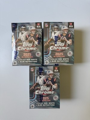 2025 Topps Chrome Football Blaster Box Lot of Three (3) Factory Sealed In Hand