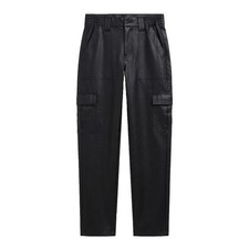 American Eagle Women's 0 Black Faux Leather Stretch Cargo Pants Y2K Streetwear