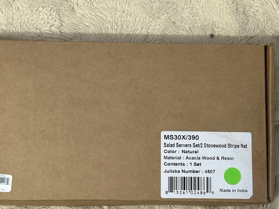 Juego de 2 cuchara y tenedor para ensalada Julisha Stonewood Stripe Collection nuevo en caja Foto 2 de 2